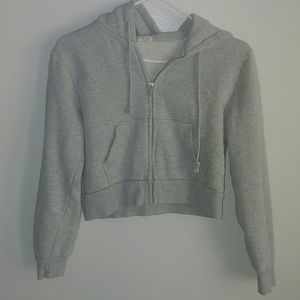 brandy melville cropped grey zip up hoodie